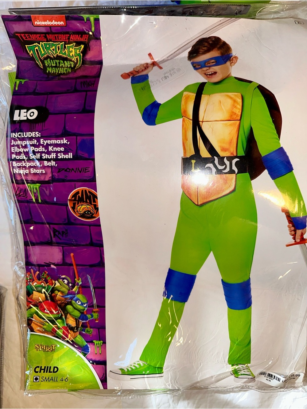 Spirit Teenage Mutant Ninja Turtles Leo Size Small 4-6 Costume Green Blue Yellow